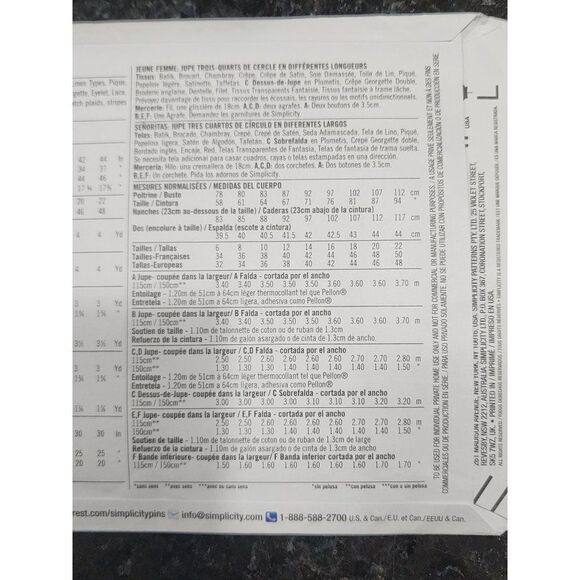 Simplicity Sewing Pattern 1200 R5, Uncut, 5 Skirt Patterns - Picture 3 of 4